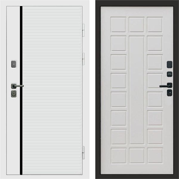 Входная дверь «White Line» Монолит Престиж-бежевый-матовый для установки в квартиру 1735