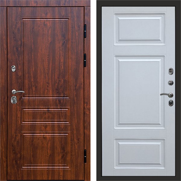 Входная дверь «Орегон Дуб» Монолит Лион Белый софт для установки в квартиру 1744