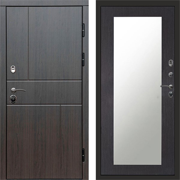 Входная дверь «Вертикаль Венге» Монолит Зеркало-триумф-венге для установки в квартиру 1759