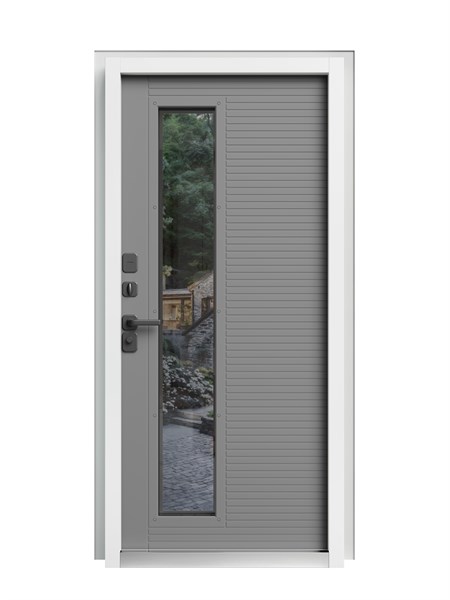 Входная дверь с терморазрывом «Фортикс» (Белый короб изнутри) Термо Грей софт White для частного загородного дома и дачи 2020