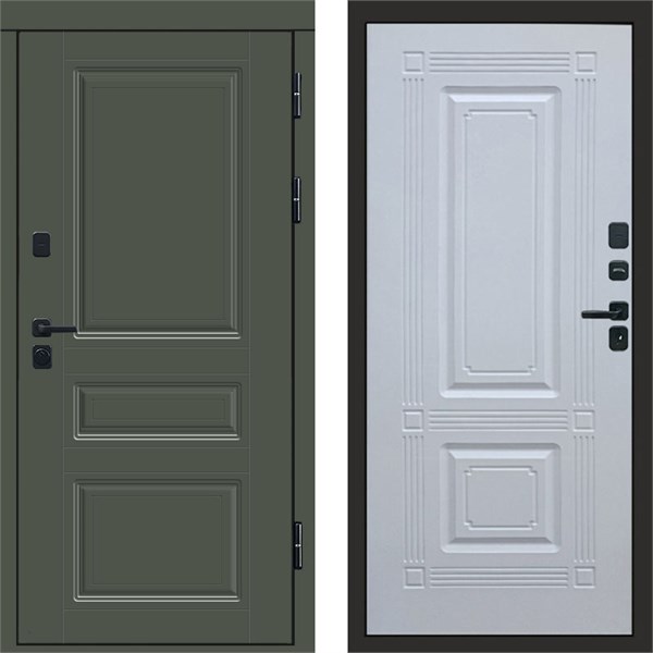 Входная дверь «Орегон Грин» Монолит Мадрид Белый софт для установки в квартиру 1756