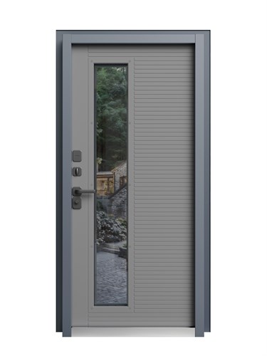 Входная дверь с терморазрывом «Фортикс» Термо Грей-софт с окном для частного загородного дома и дачи 2015