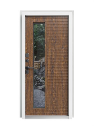 Входная дверь с терморазрывом «Фортикс» (Белый короб изнутри) Термо Дуб White с окном для частного загородного дома и дачи 2018