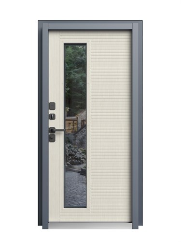 Входная дверь с терморазрывом «Фортикс» (Белый короб изнутри) Термо Слоновая кость White с окном для частного загородного дома и дачи 2019