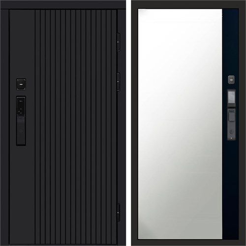 Входная дверь «Твист black» Smart Зеркало фацет Черный кварц для установки в квартиру 3048